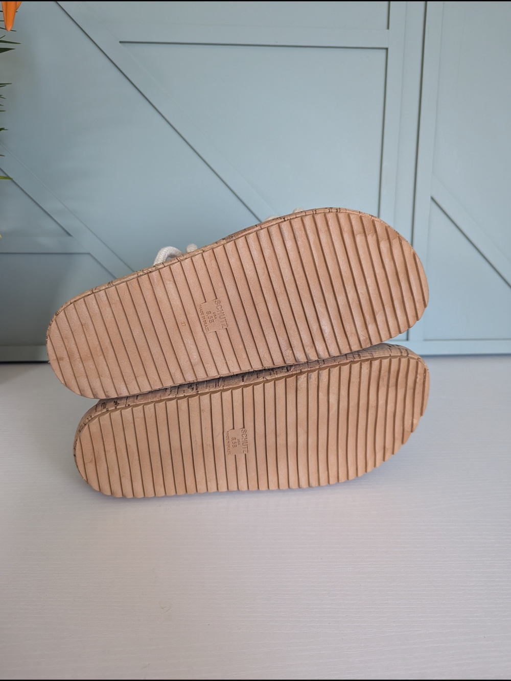 Schutz Nagie Cru lvory FlatWedge Cork Heel Tie UpRope Sandals. - Picture 8 of 13